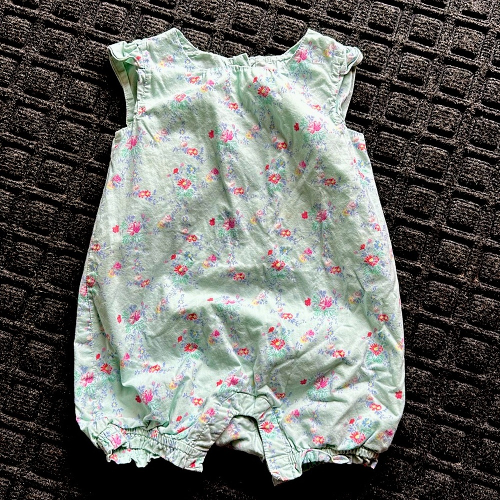 Gap GUC aqua floral cotton romper